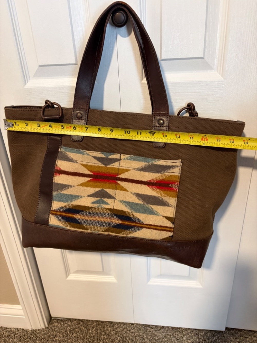 Pendleton Wyeth Trail Brown Canvas Leather Weekender Duffle Tote - Picture 9 of 11